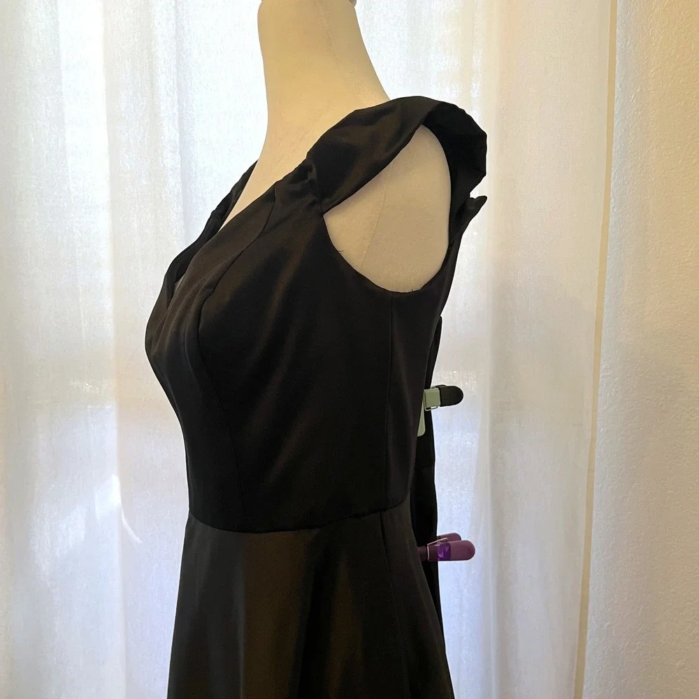 DB Studio Satin Off Shoulder Formal Gown Dress 14 Bridesmaid Maxi F20134 Black - Picture 6 of 16